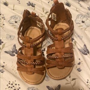 Brown Braided Kids Sandals